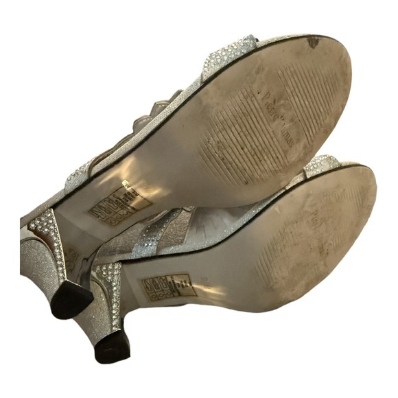 Pierre Dumas Silver Rhinestone Open Toe Heels Size 9.5 Womens Formal - Picture 5 of 8